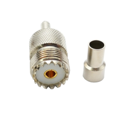 UHF socket connector for RG58 cable, crimped