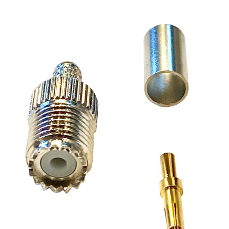 Mini UHF socket connector crimps to RG58 cable