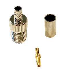 Mini UHF socket connector crimps to RG58 cable