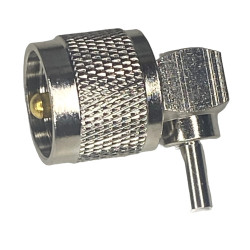 UHF plug connector on RF174 cable, crimped, ANGLE