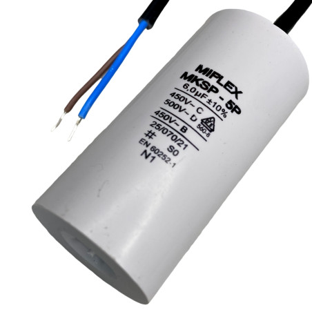 Motor capacitor MIFLEX 6uF 450Vac POLSKI