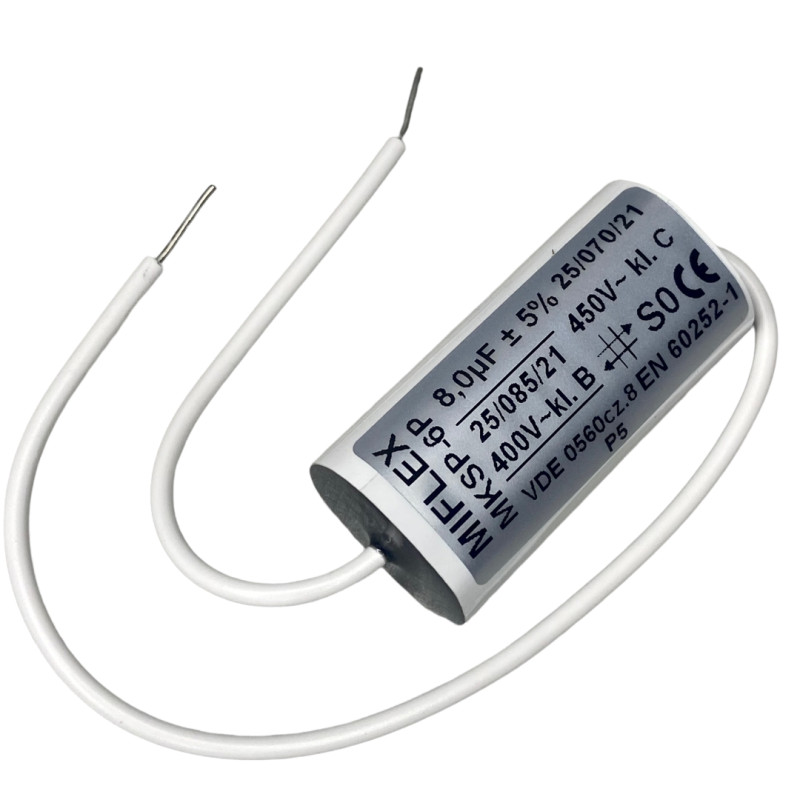 Motor capacitor 8uf 450V axial VERY SMALL