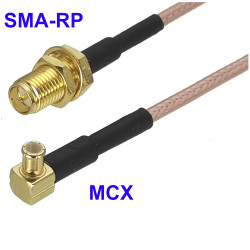 Pigtail MCX plug ANGLED SMA-RP socket RG316 20cm