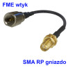 Pigtail FME plug / SMA-RP socket RG174 20cm