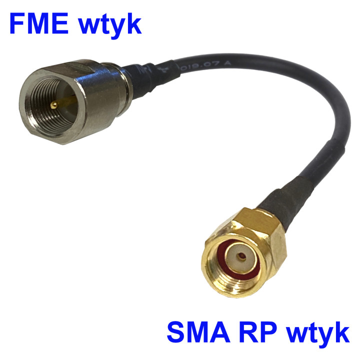Pigtail FME plug / SMA-RP plug RG174 1m