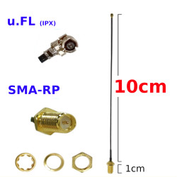 Pigtail uFL female plug RP SMA socket RF1.13 10cm