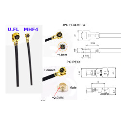 Pigtail uFL female plug RP SMA socket RF1.13 10cm