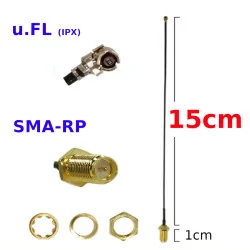 Pigtail uFL female plug SMA-RP socket 1.13mm 15cm