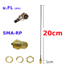 Pigtail uFL female plug RP SMA socket RF1.13 20cm