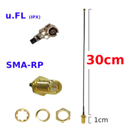 Pigtail uFL female plug RP SMA socket RF1.13 30cm