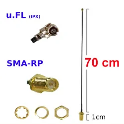 Pigtail uFL wtyk żeński SMA-RP gniazdo RF1.13 70cm