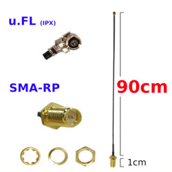 Pigtail uFL IPEX IPX - SMA-RP gniazdo RF1.13 90cm