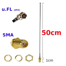 Pigtail uFL IPEX IPX - SMA socket RF1.13 50cm
