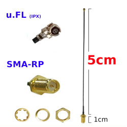 Pigtail uFL wtyk żeński SMA-RP gniazdo RF1.13 5cm