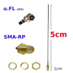 Pigtail uFL wtyk żeński SMA-RP gniazdo RF1.13 5cm