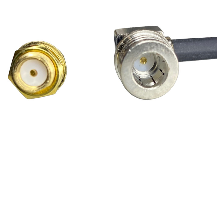 Pigtail QMA wtyk KĄTOWY / SMA gniazdo RG174 20cm 