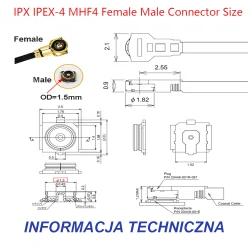 Pigtail MHF4-IPX4 gniazdo / MHF4-IPX4 wtyk 60cm