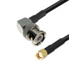 Kabel antenowy BNC wtyk kątowy / SMA wtyk RG58 5m