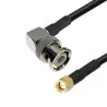 Antenna cable BNC angled plug / SMA plug RG58 15m