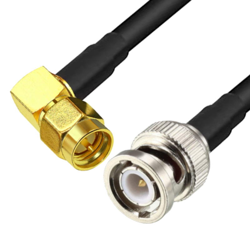 Antenna cable BNC plug / SMA plug ANGLED H155 1m