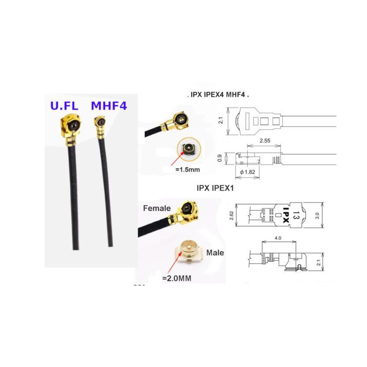 Pigtail MHF4 IPEX 0.81 soldering cable 20cm