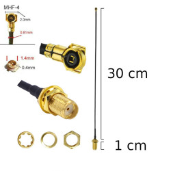 Pigtail MHF4 female plug - SMA socket RF0.81 30cm