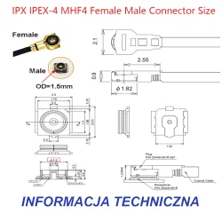 Pigtail MHF4-IPX4 gniazdo / MHF4-IPX4 wtyk 10cm