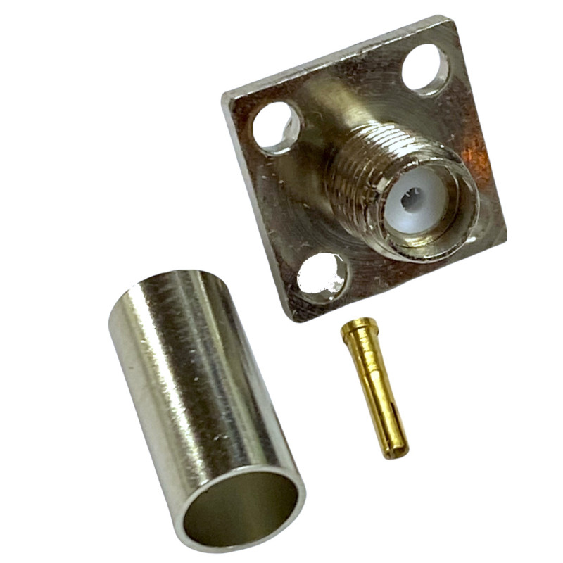 SMA RG58 socket for CHASSIS housing, 4-way mounting