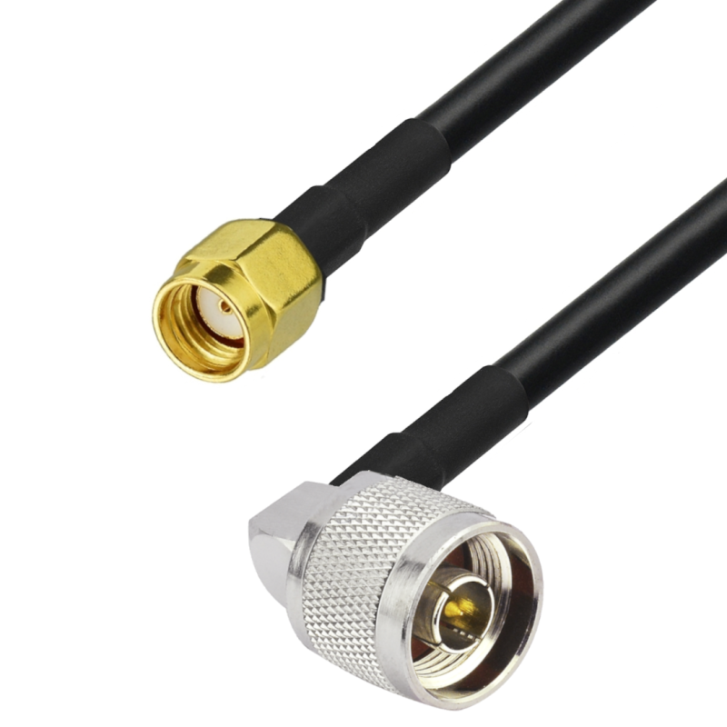 Kabel antenowy N wtyk KĄTOWY / SMA RP wtyk H155 1m