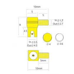 MMCX socket angled connector for RG174 cable