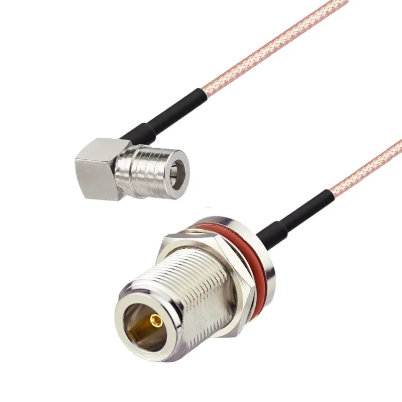 Pigtail QMA wtyk KĄTOWY / N gniazdo BH RG316 2m