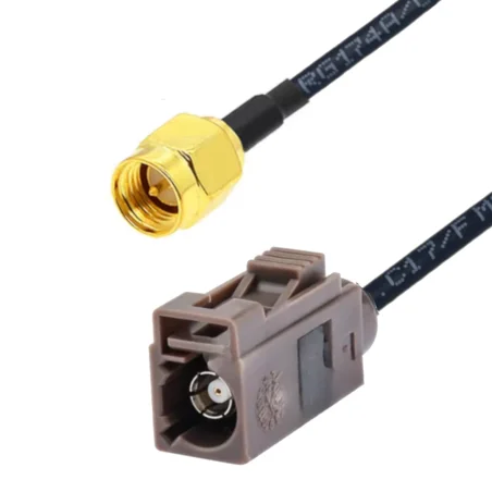 Pigtail FAKRA F gniazdo / SMA wtyk RG174 20cm