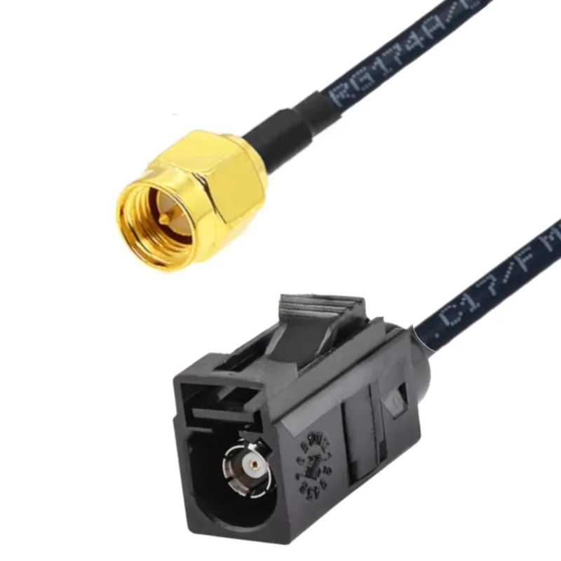 Pigtail FAKRA A gniazdo / SMA wtyk RG174 50cm 