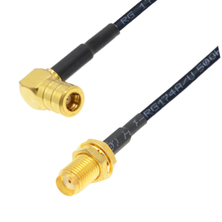 Pigtail SMA gniazdo / SMB wtyk KĄTOWY RG174 50cm