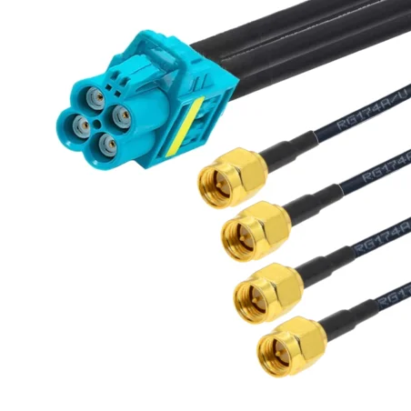 Adapter mini FAKRA Z gniazdo - 4xSMA wtyk 0,45m 