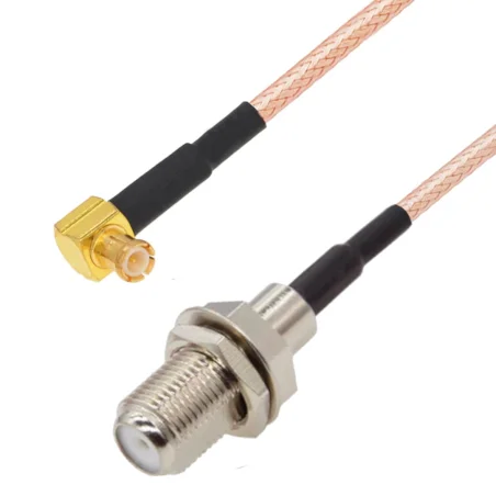 Pigtail MCX wtyk KĄTOWY - F gniazdo RG316 1m