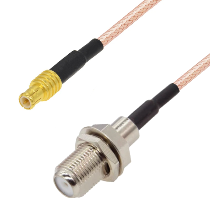 Pigtail MCX wtyk prosty - F gniazdo  RG316 20cm