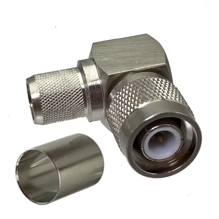 Złącze wtyk TNC KĄTOWY na kabel LMR400 zaciskane