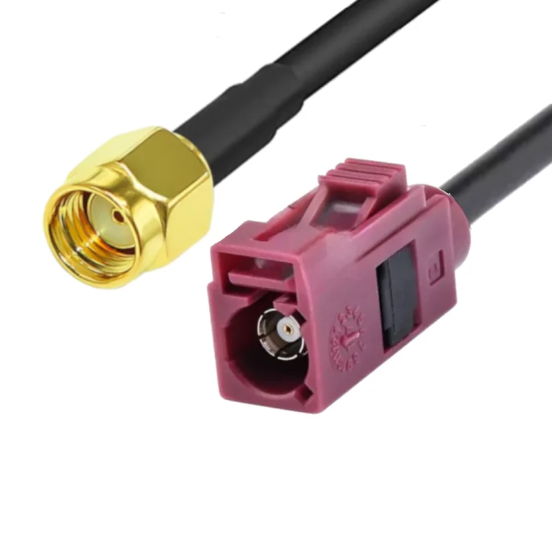 Pigtail FAKRA D gniazdo / SMA rp wtyk RG58 5m