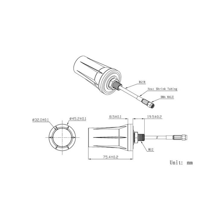 Antenna 433Mhz 3dBi MOUNTING SCREW SMA plug X23