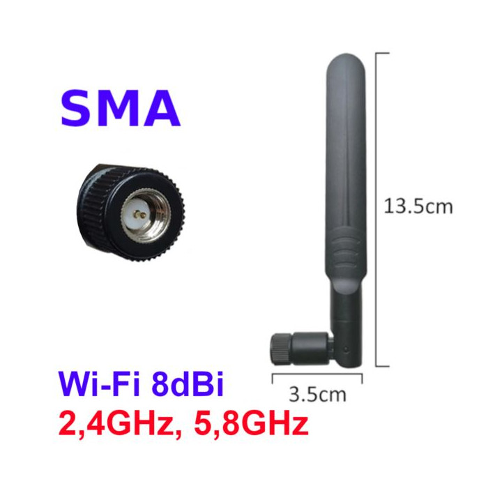 WiFi Antenna 2.4GHz 5.8GHz Dual Band 8dBi SMA Plug