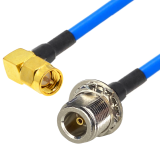 Pigtail N-gn / SMA -wt KĄTOWY  RG402 SemiFlex 20cm