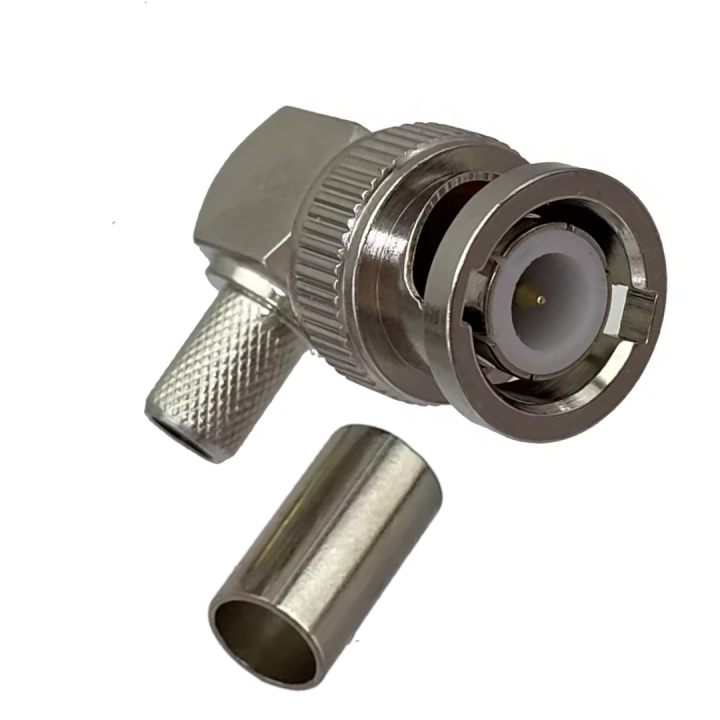 Złącze BNC wtyk KĄTOWY na kabel H155 zaciskane