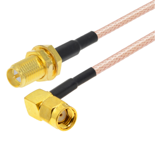 Pigtail  SMA RP gniazdo / wtyk KĄTOWY RG316 30cm