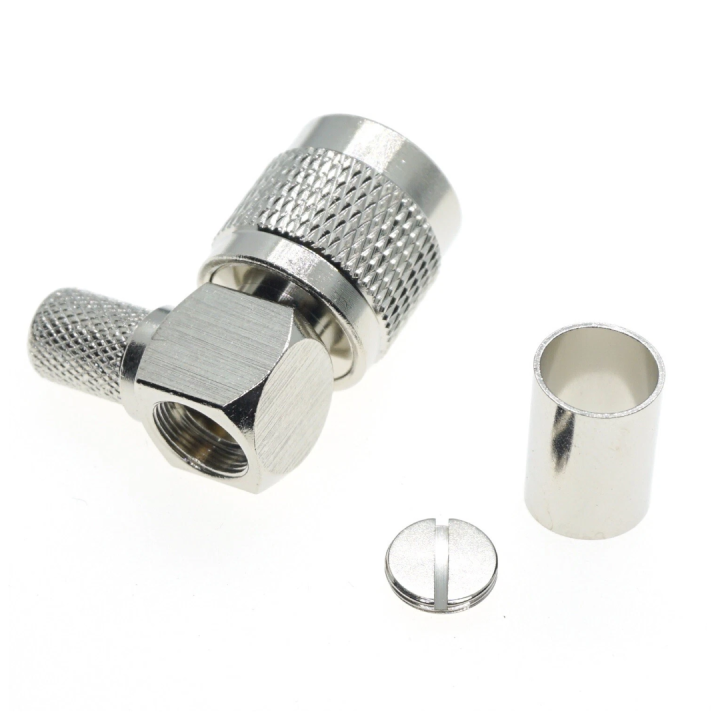 Złącze wtyk TNC KĄTOWY na kabel LMR300 zaciskane