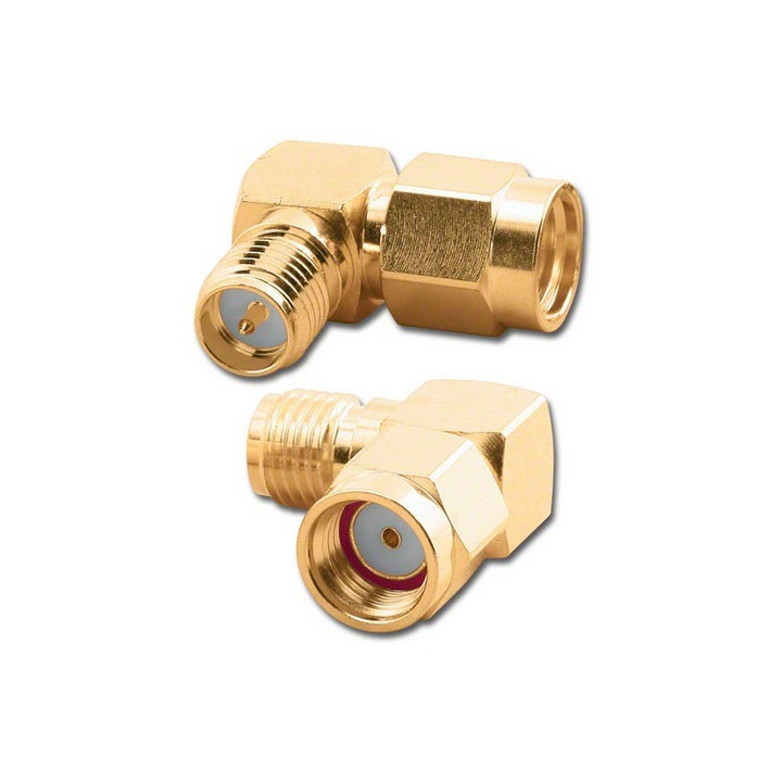 Adapter SMA-RP gniazdo / SMA-RP wtyk KĄTOWY