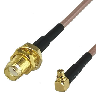 Pigtail MMCX wtyk RA / SMA gniazdo RG316 30cm