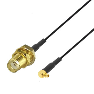 MMCX pigtail angled plug - SMA socket RF1.37 5cm