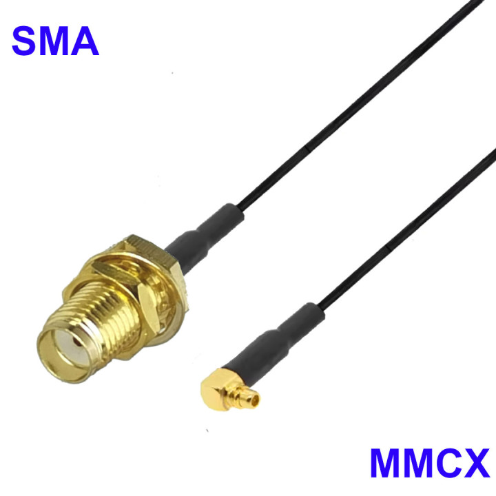 Pigtail MMCX wtyk RA / SMA gniazdo RF1.37 5cm