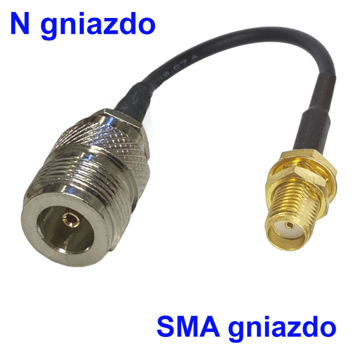 N socket to SMA socket RG174 50 cm cable assembly | RF 50 Ω